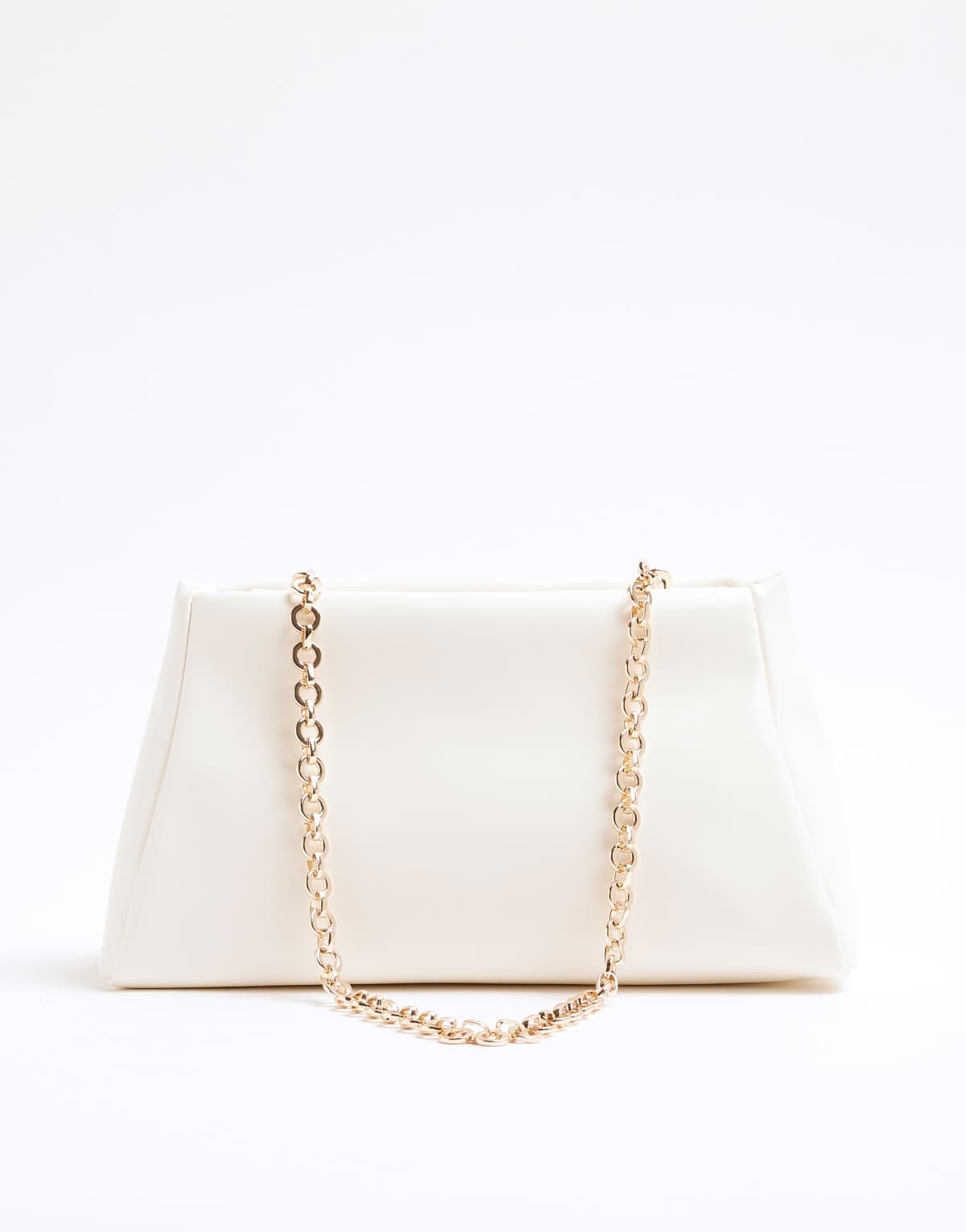 River Island clutch bag with chain detail in white