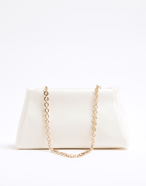 River Island – Clutch in Weiß mit Kettendetail - view 1
