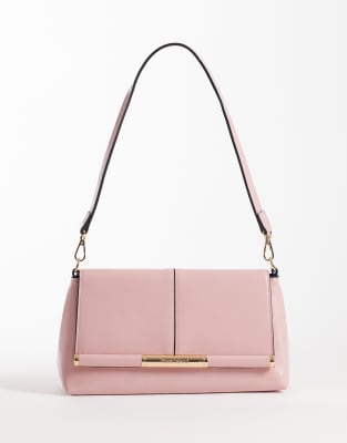 River Island - Clutch-Schultertasche in Rosa mit Riemen vorne