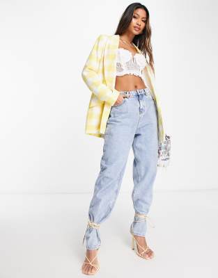 River Island co-ord blazer in light yellow check