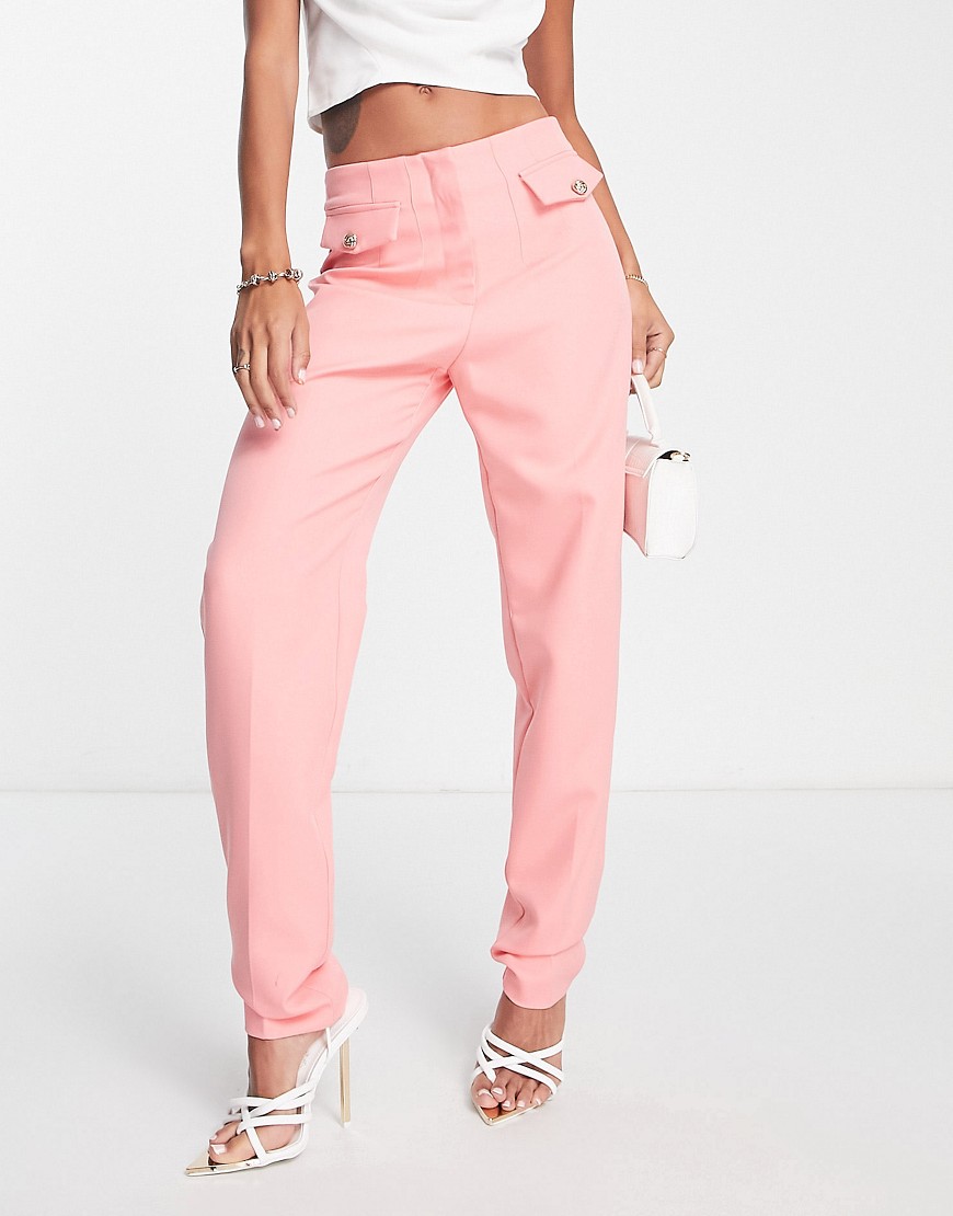 River Island co-ord buttoned cigarette trouser in pink
