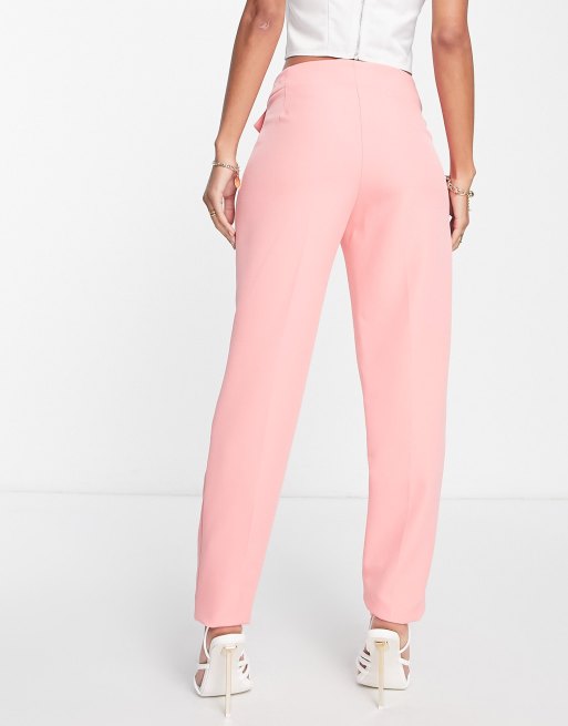 River Island co ord buttoned cigarette trouser in pink