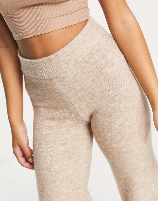 River Island ribbed knit co-ord leggings in beige