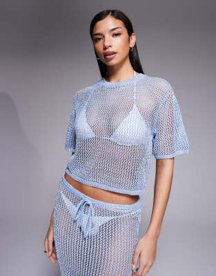 River Island co-ord cut and sew top in medium blue
