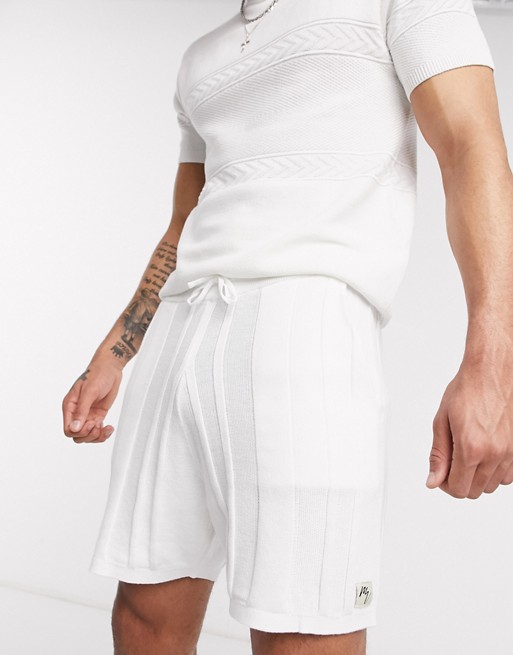 River Island co-ord knitted shorts in white