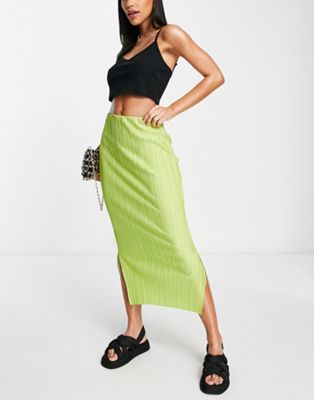 River Island co-ord plisse skirt in green