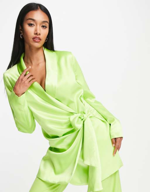 Green satin blazer clearance dress