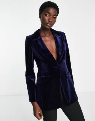 River Island co-ord velvet blazer in navy