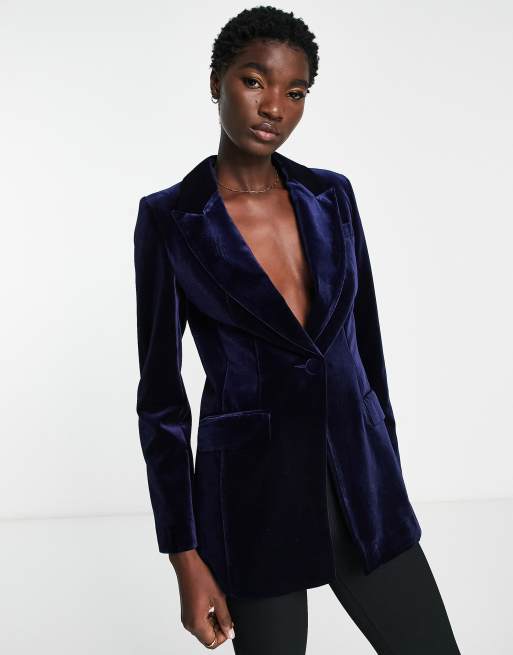 River Island co-ord velvet blazer in navy