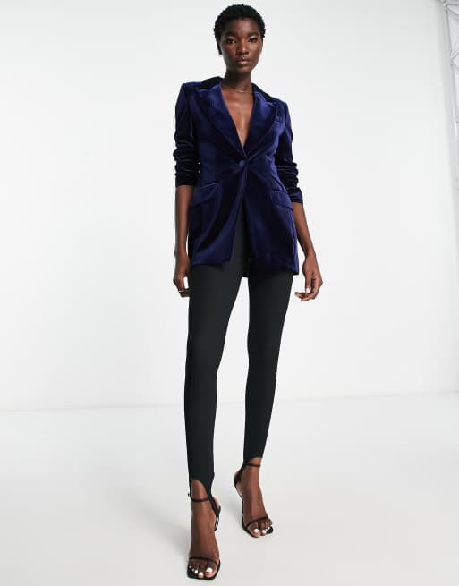 River Island co-ord velvet blazer in navy