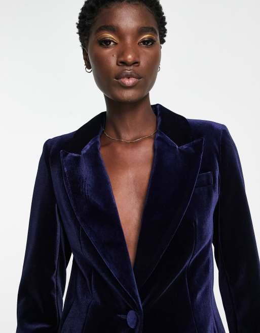 Velvet blue blazer on sale womens