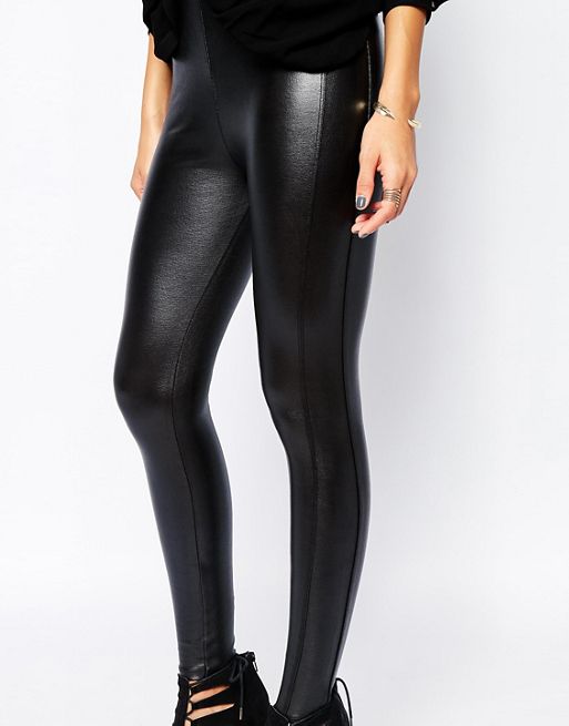 Miss Selfridge faux leather pull on leggings in black