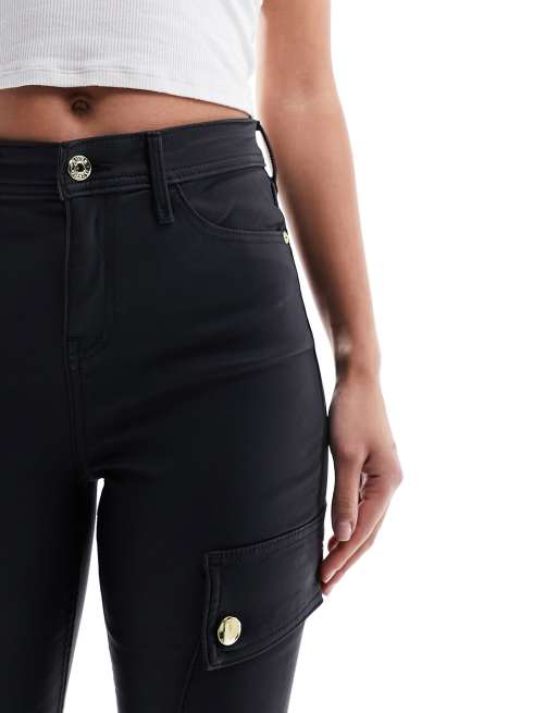 Coated Cargo Pants - Black - Ladies