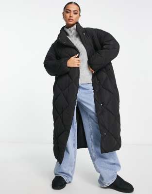 River Island Cocoon Puffer Coat In Black