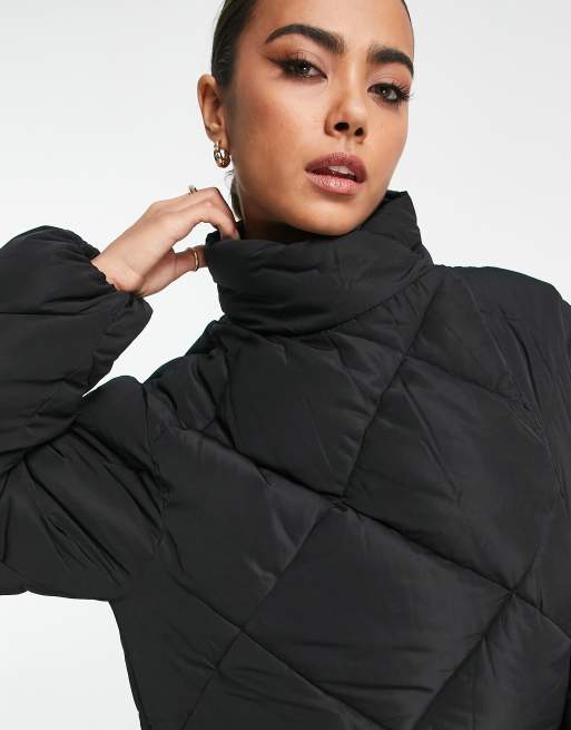 River Island cocoon puffer coat in black