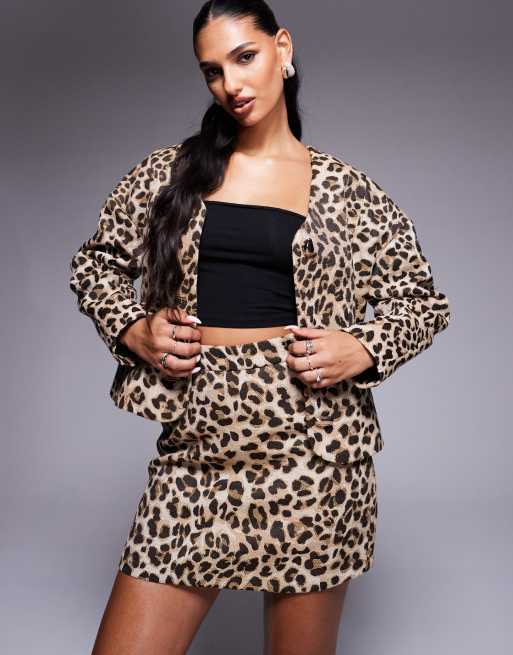River Island cocoon skirt co-ord in leopard print, 3 of 5