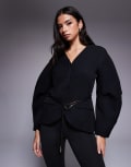 [River Island] River Island cocoon sleeve tailored blazer in black 16 BLACK