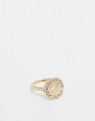 River Island coin signet ring in gold