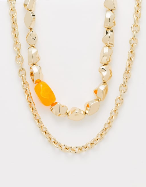 River Island - Collana multifilo oro e con perle