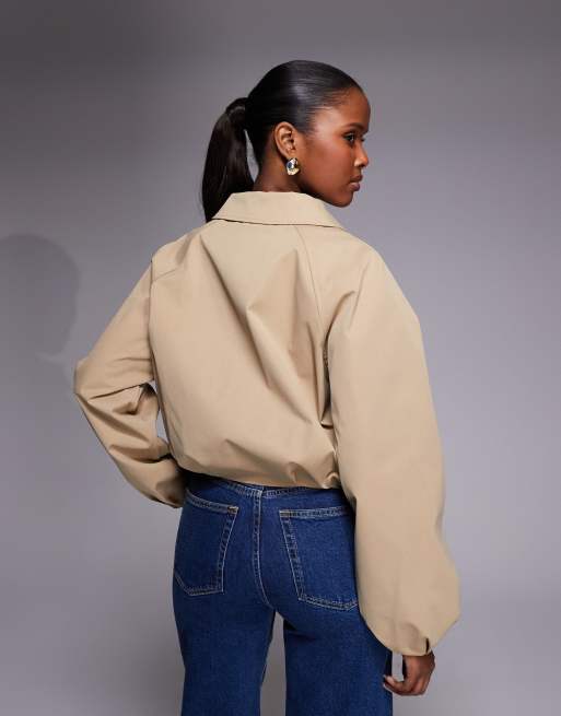 River Island collared Harrington jacket in beige, 2 of 4