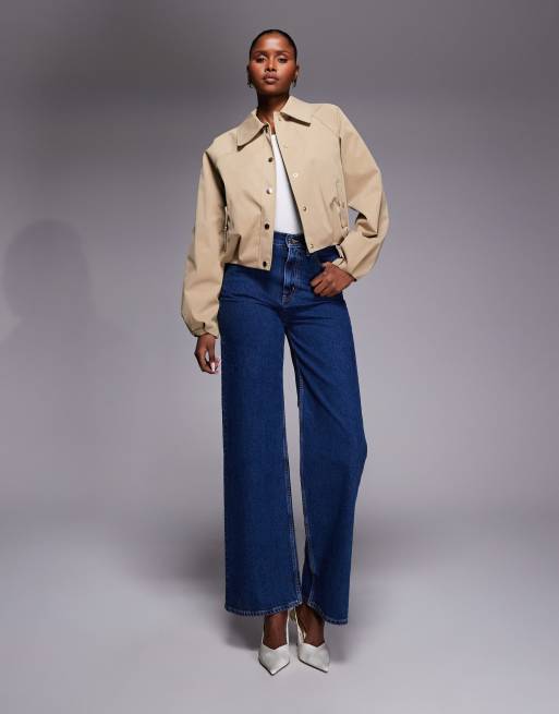 River Island collared Harrington jacket in beige, 4 of 4