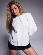 COLLUSION oversized shirt in white