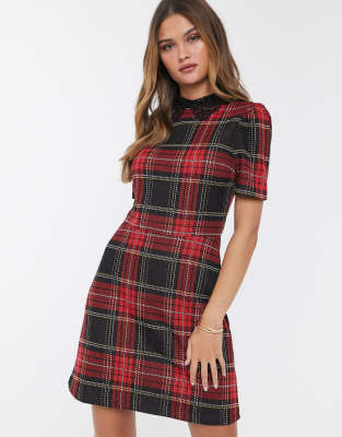 red tartan dress