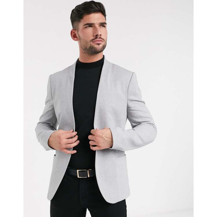 Collarless blazer clearance men