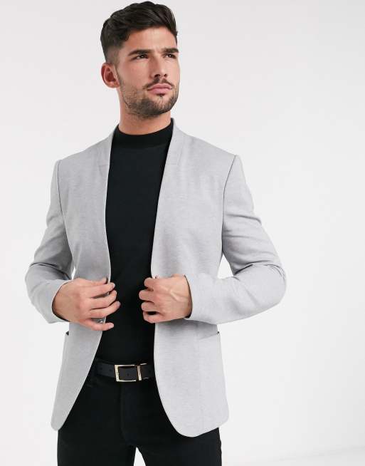 River Island collarless blazer in grey | ASOS