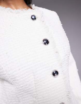 RIVER ISLAND COLLARLESS BOUCLE JACKET 