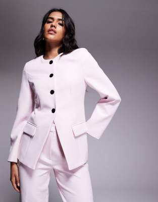 River Island collarless flared blazer co-ord in pink - view 1