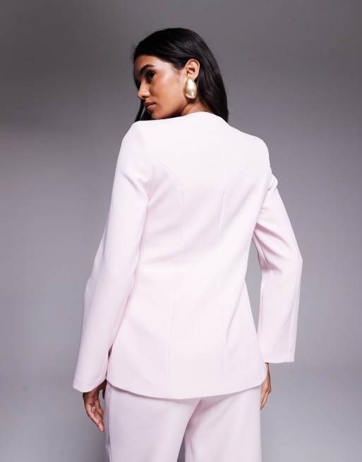 River Island collarless flared blazer co-ord in pink