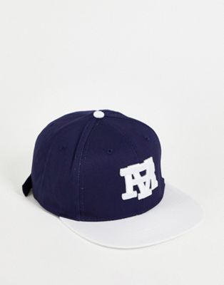 River Island college flatpeak cap in blue