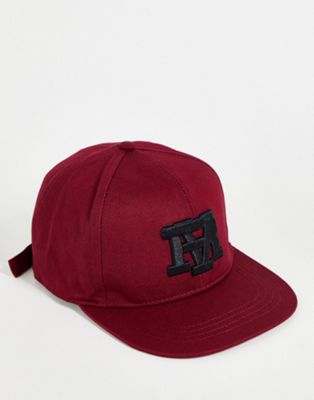 River Island college flatpeak cap in red