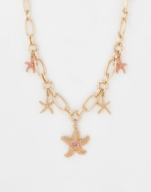 River Island - Collier à pendentif étoile de mer - Doré