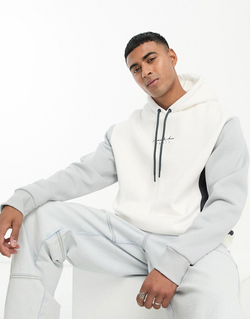 River Island color block hoodie in white