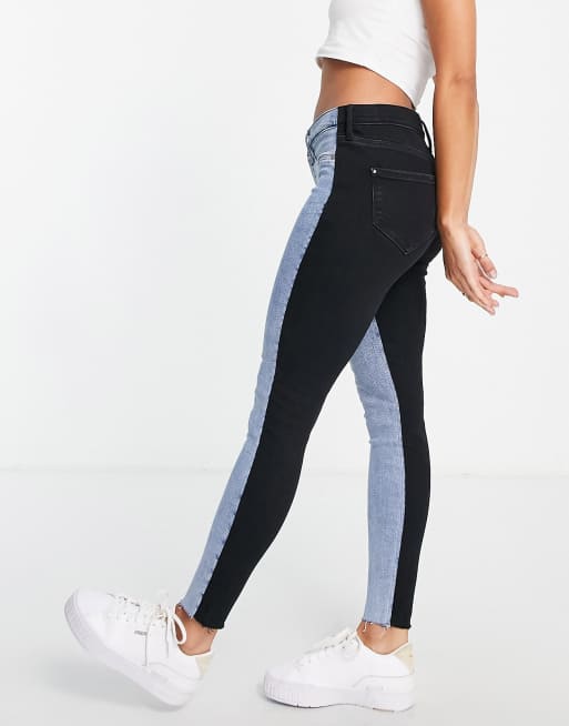 Color Block Slim Fit Jeans Pants for Women