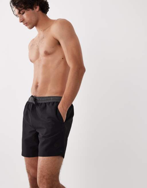 River Island color block swim shorts in black 