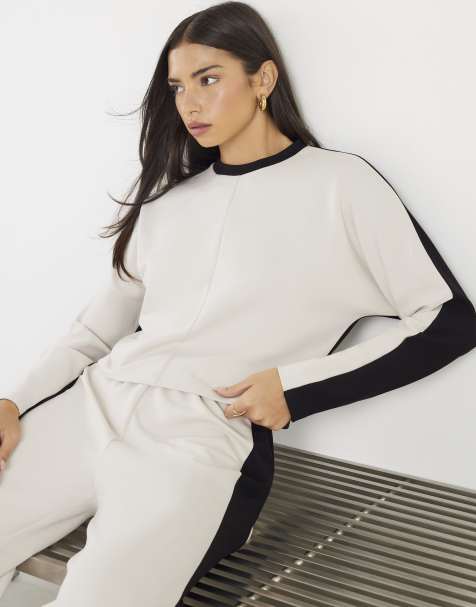River Island Colour block batwing sweatshirt in cream - view 1