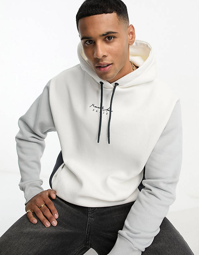 River Island - colour block hoodie in white