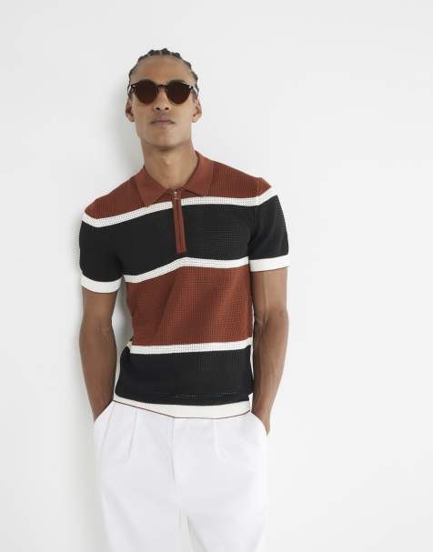 River Island Colour blocked polo shirt in rust - view 1