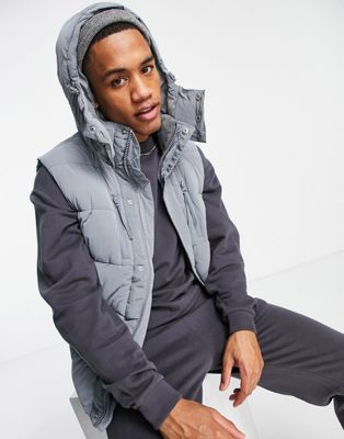 River Island colour drench hooded gilet in grey