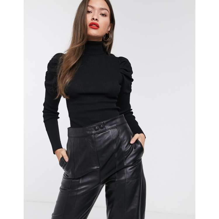 River Island Coltrui met pofmouwen in zwart ASOS