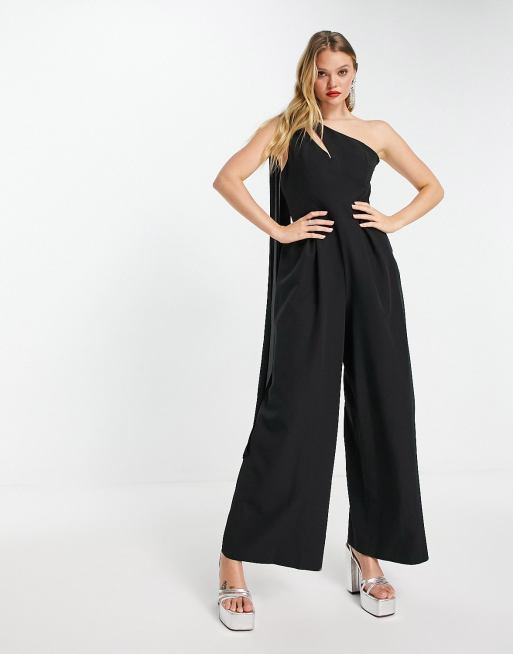 River Island - Combinaison asymétrique drapée - Noir, 4 de 4