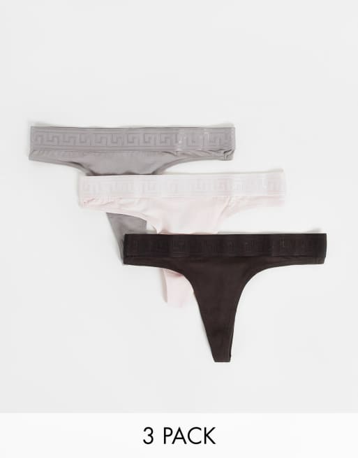 River Island - Confezione da 3 perizomi tono su tono marrone in coordinato