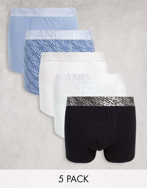 River Island - Confezione da 5 boxer blu multicolore, 1 di 4