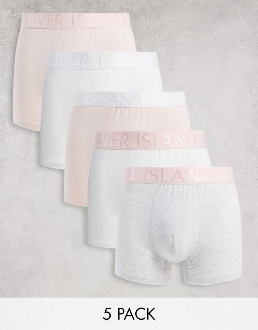 River Island - Confezione da 5 paia di boxer multicolore tono su tono