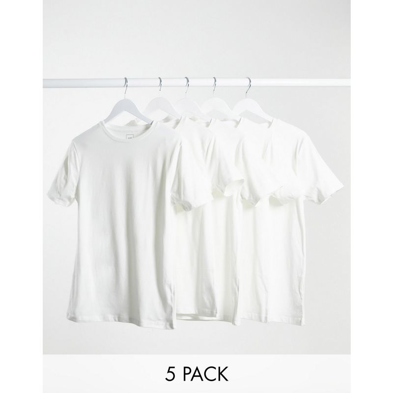 Uomo Confezioni multipack River Island - Confezione da 5 T-shirt attillate bianche