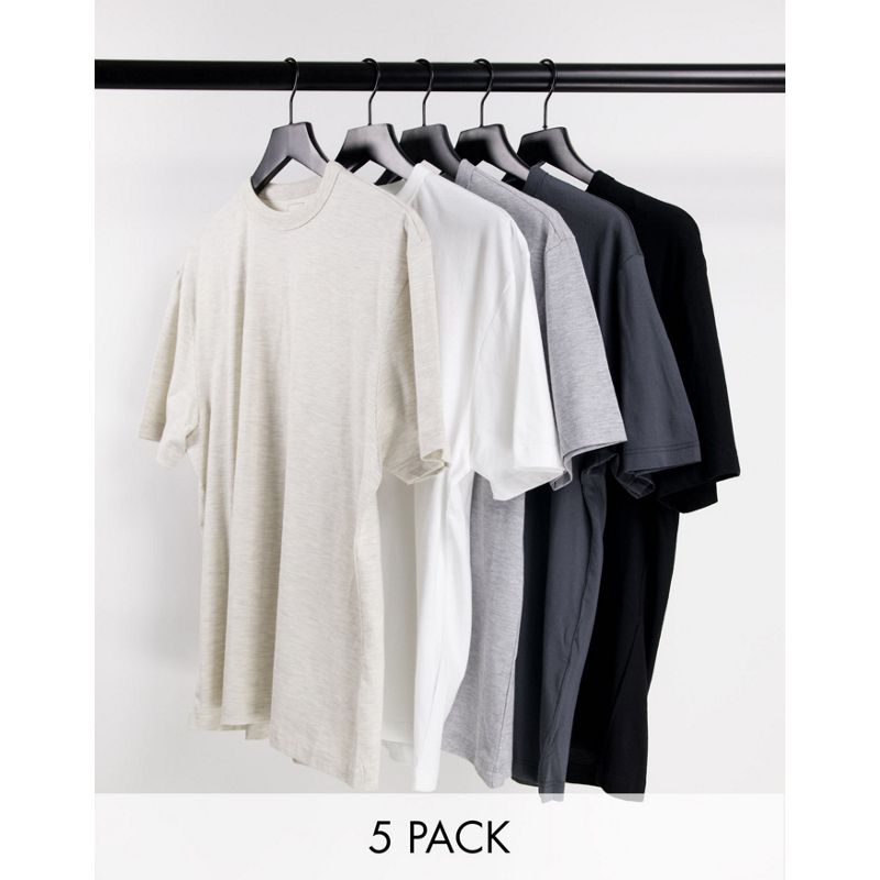 Confezioni multipack Uomo River Island - Confezione da 5 T-shirt vestibilità classica grigio 