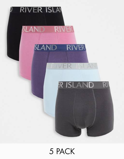 River Island - Confezione da cinque boxer multicolore